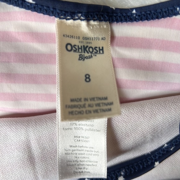 Oshkosh Red White & Blue Stripped One Piece Swimsuit Size Girl 8 - Picture 3 of 3